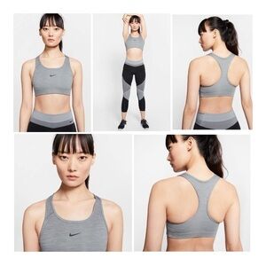 NIKE Swoosh Medium Support Sports Bra - Gray Heather
